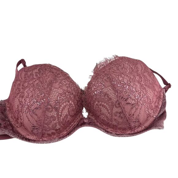 Victoria's Secret Very Sexy Shimmer Lace Mauve Push-Up Bra 32C - Picture 1 of 7